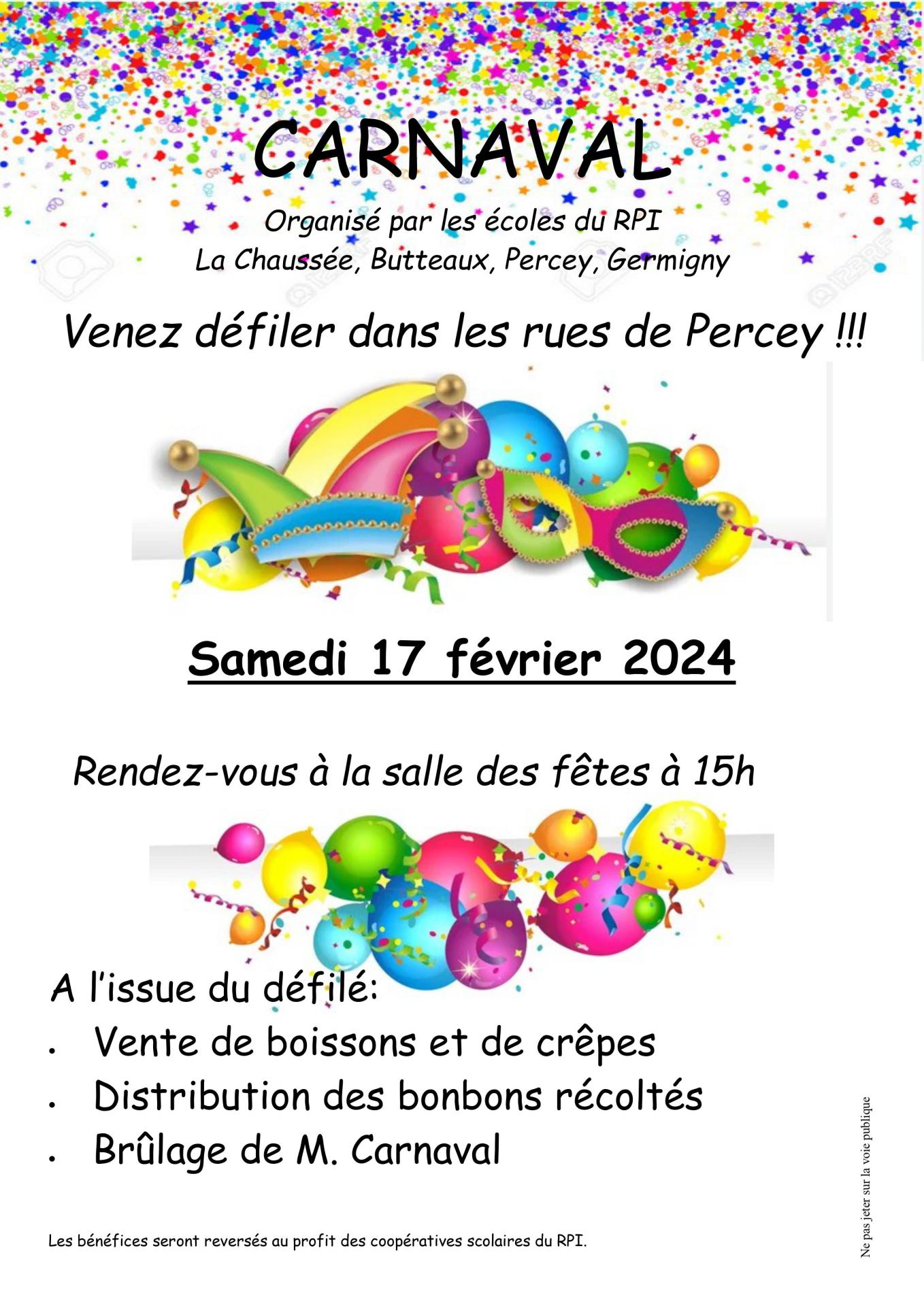 Carnaval du RPI samedi 17 février 2024 15h à Percey